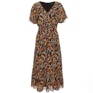 Madewell Dolman-Sleeve Ruffle-Hem Midi Dress in Flower Garden size 12 floral